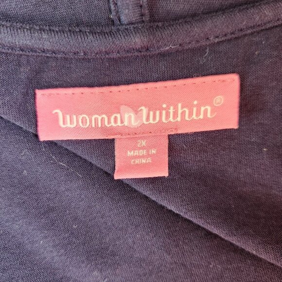 Woman Within Long Sleeve Open‎ Faced Cardigan Size 2X Navy White Tye-Dye Bottom - Picture 9 of 9